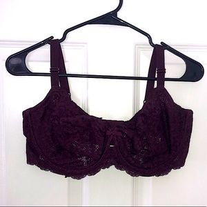 Victoria Secret Deep Maroon Lace Unlined Bra